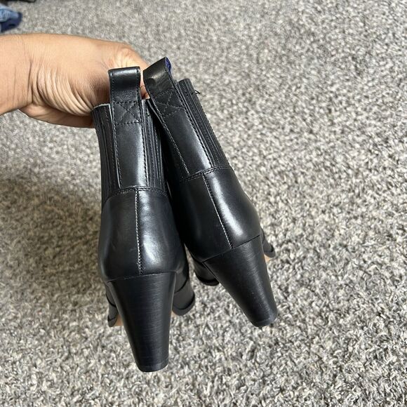 Boden Western Ankle Boots Black Leather Block Heel Pointed Toe Size 39 US 8 NEW - Picture 3 of 8